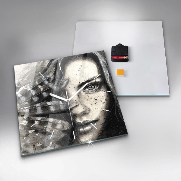 Horloge murale carrée Portrait peint