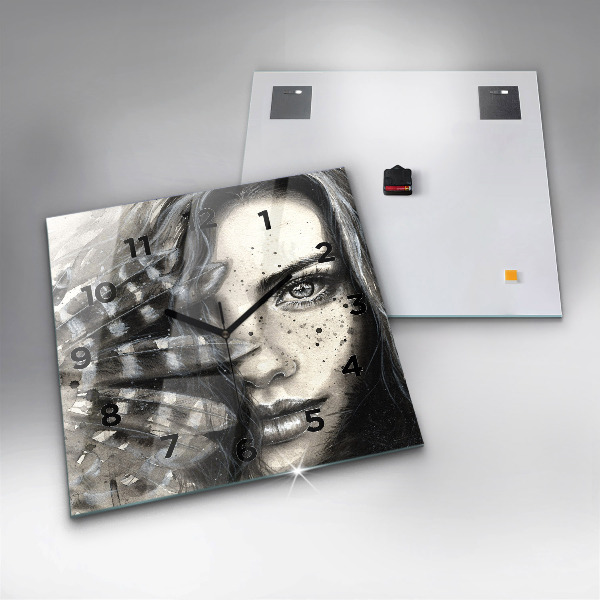 Horloge murale carrée Portrait peint