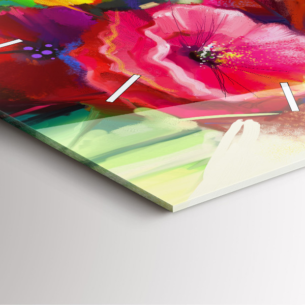 Horloge murale carrée Coquelicots colorés