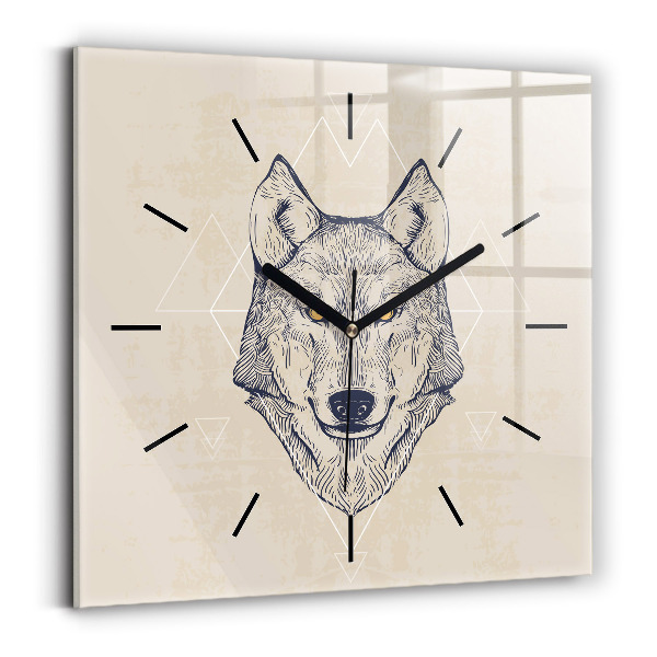 Horloge murale carrée Tête de loup