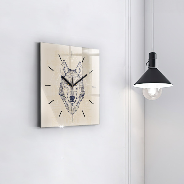 Horloge murale carrée Tête de loup