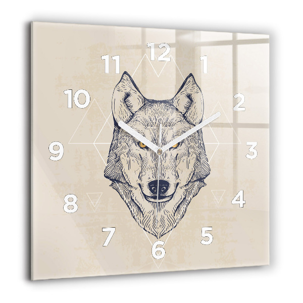 Horloge murale carrée Tête de loup