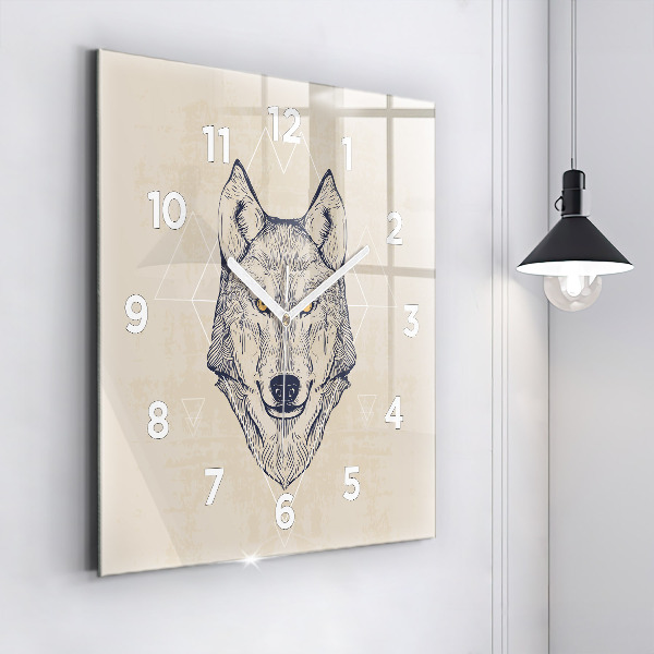 Horloge murale carrée Tête de loup