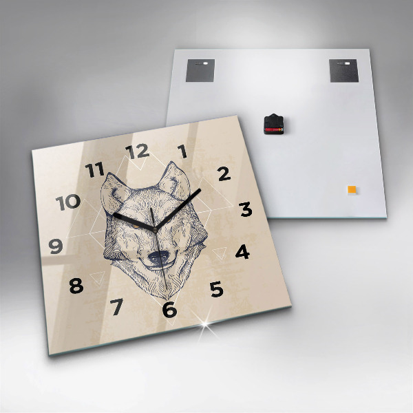 Horloge murale carrée Tête de loup