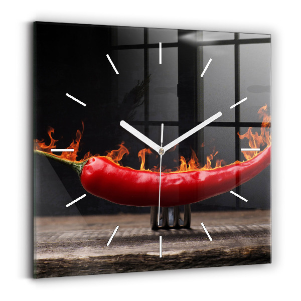 Horloge murale carrée poivre pepperoni