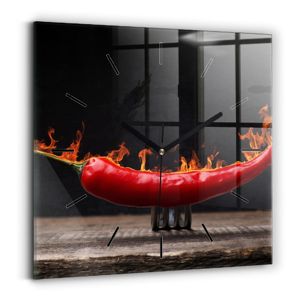 Horloge murale carrée poivre pepperoni