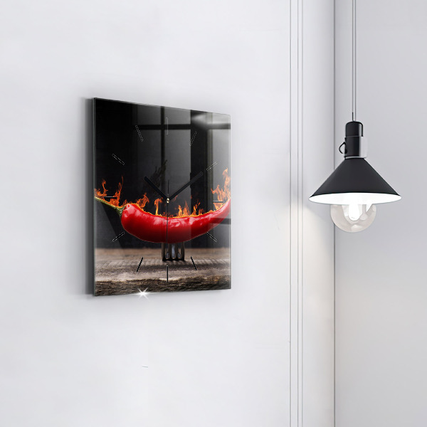 Horloge murale carrée poivre pepperoni