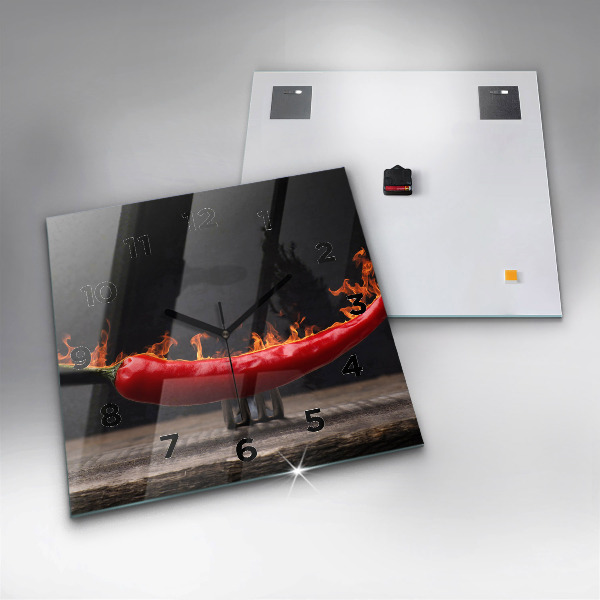 Horloge murale carrée poivre pepperoni