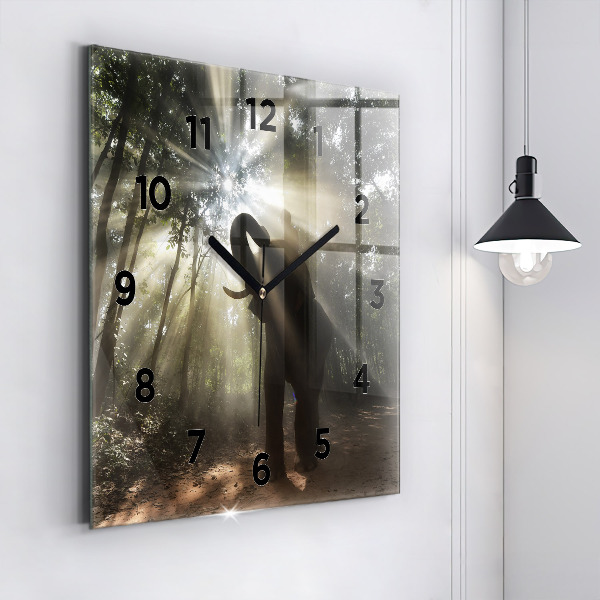 Horloge murale carrée Éléphant dans la jungle