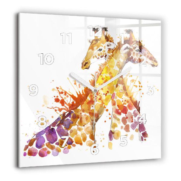 Horloge murale carrée Girafe - aquarelle