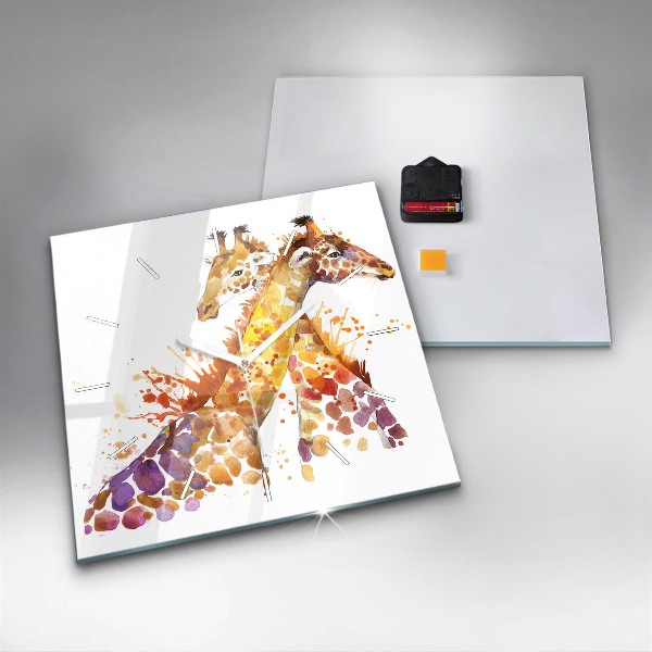 Horloge murale carrée Girafe - aquarelle