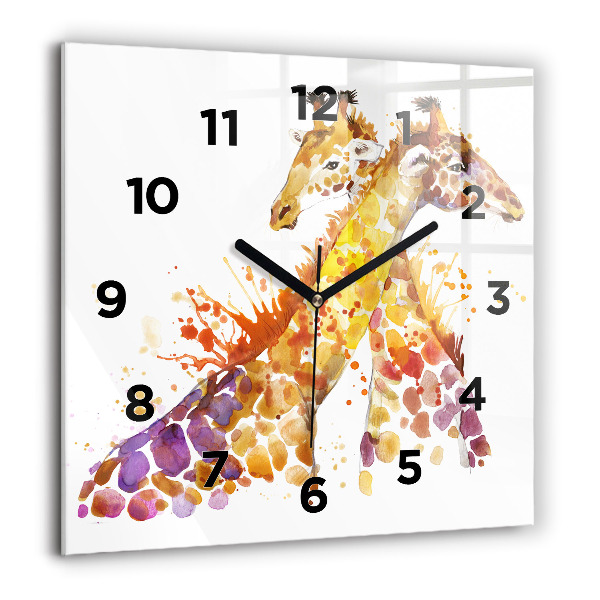 Horloge murale carrée Girafe - aquarelle