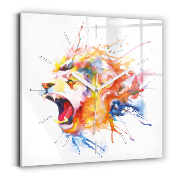 Horloge murale carrée Lion - aquarelle