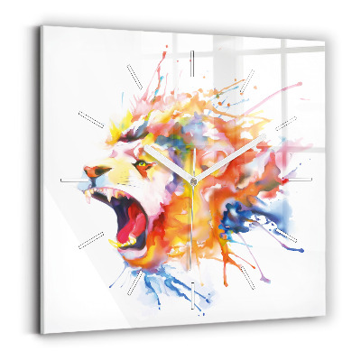 Horloge murale carrée Lion - aquarelle