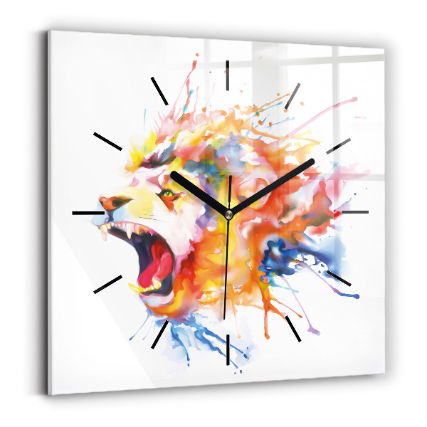 Horloge murale carrée Lion - aquarelle