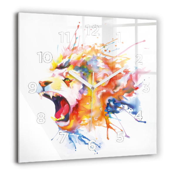 Horloge murale carrée Lion - aquarelle