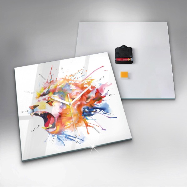 Horloge murale carrée Lion - aquarelle