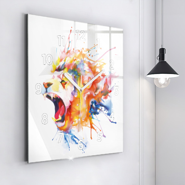 Horloge murale carrée Lion - aquarelle