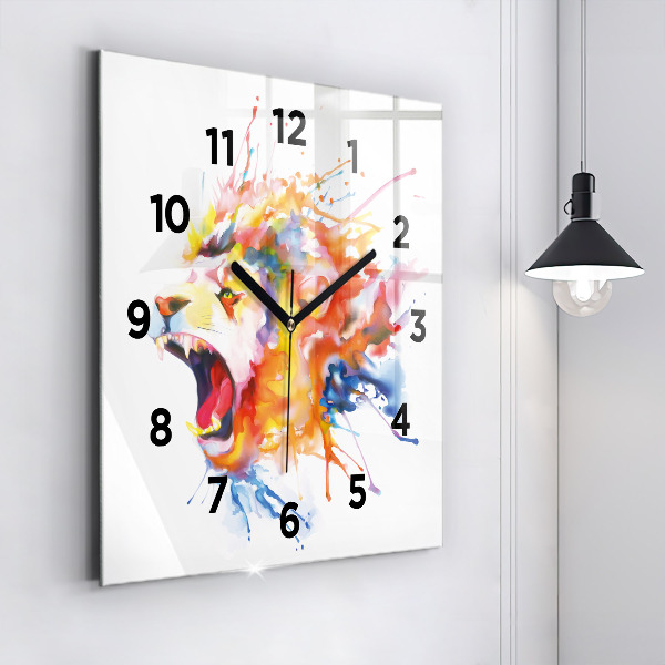 Horloge murale carrée Lion - aquarelle