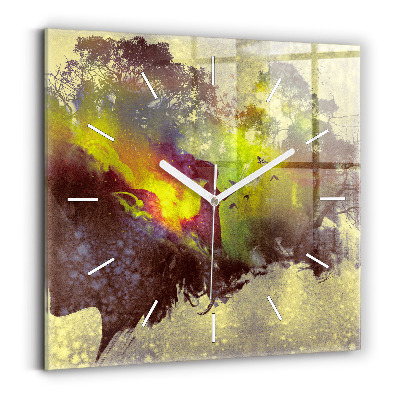 Horloge murale carrée Femme dans la forêt