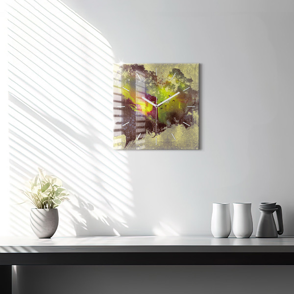 Horloge murale carrée Femme dans la forêt