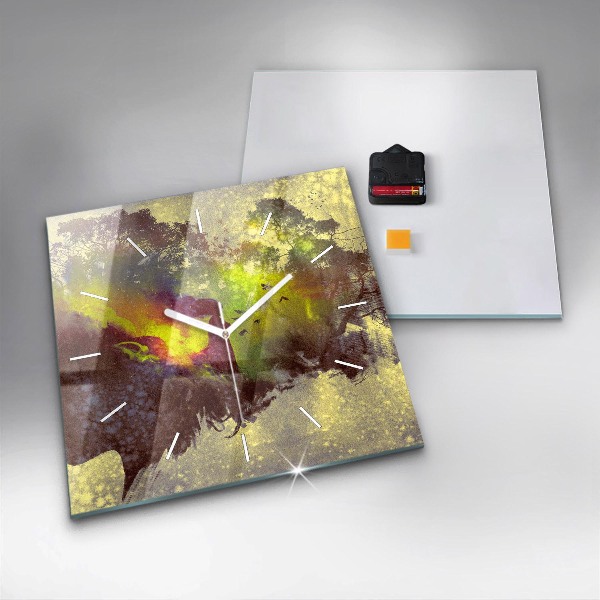 Horloge murale carrée Femme dans la forêt