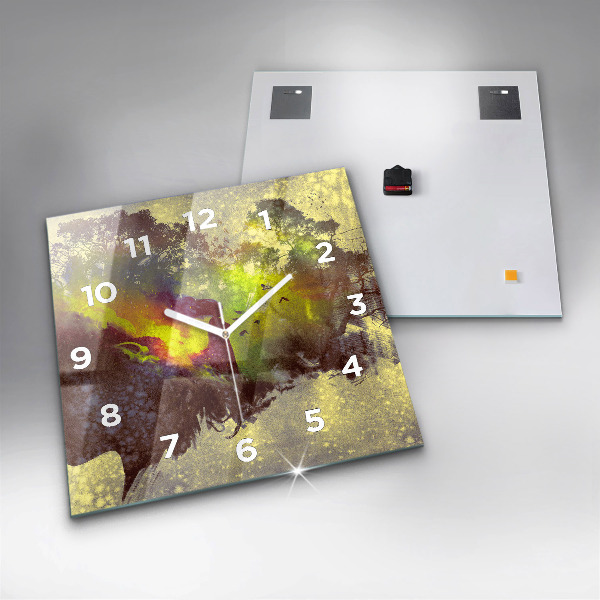 Horloge murale carrée Femme dans la forêt