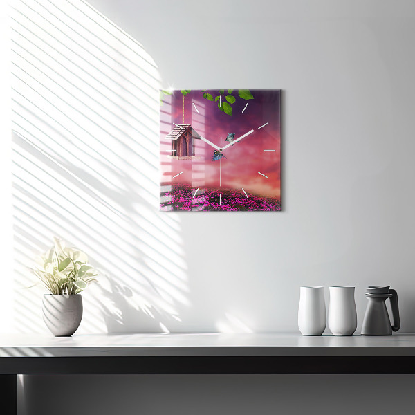 Horloge murale carrée Nichoir