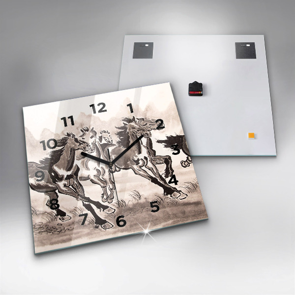 Horloge murale carrée Chevaux au galop