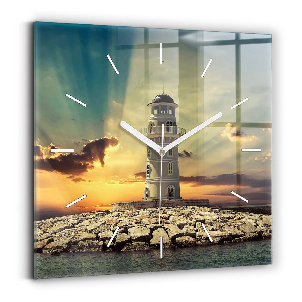 Horloge murale carrée 'Phare sur l''eau'
