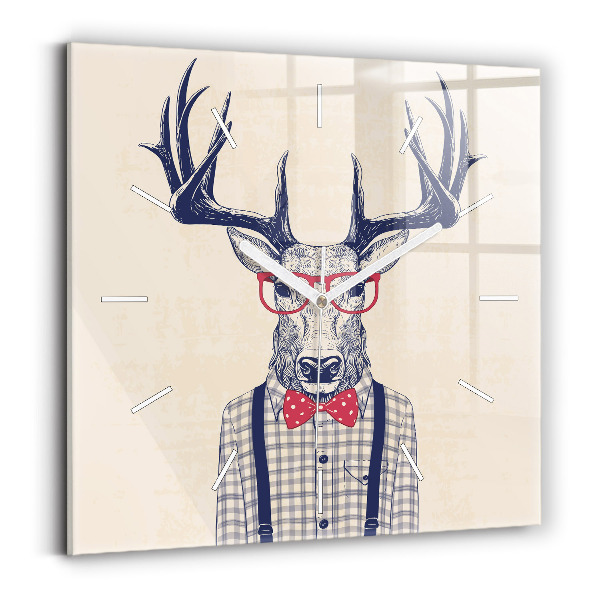Horloge murale carrée Cerf en chemise