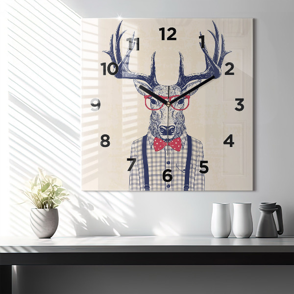 Horloge murale carrée Cerf en chemise