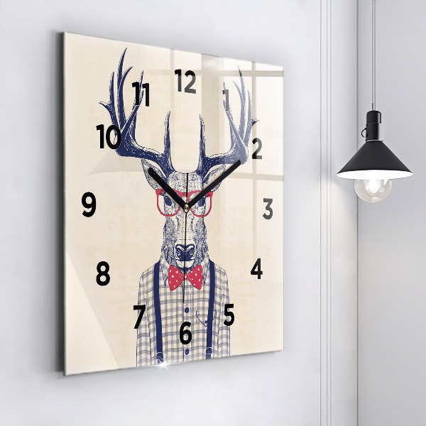 Horloge murale carrée Cerf en chemise