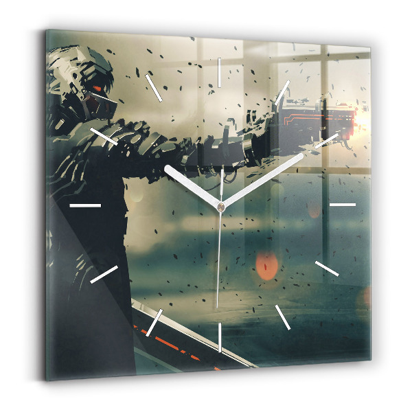 Horloge murale carrée 'Jeu d''arme mortelle'
