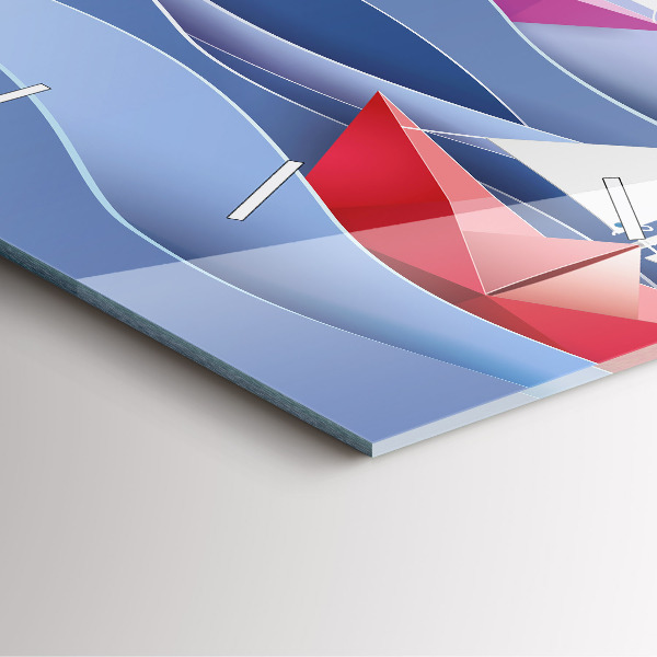 Horloge murale carrée Voiliers colorés en origami