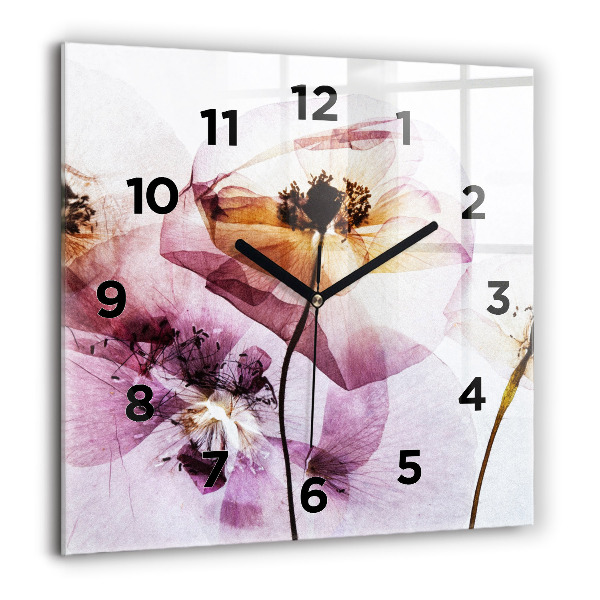 Horloge murale carrée Fleurs de pavot séchées