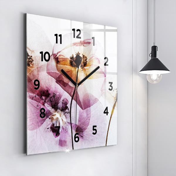 Horloge murale carrée Fleurs de pavot séchées