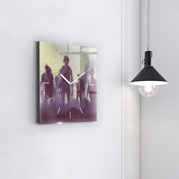 Horloge murale carrée Zombies la nuit - Halloween