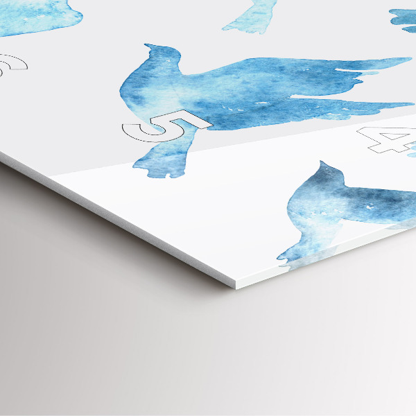 Horloge murale carrée Oiseaux bleus volants