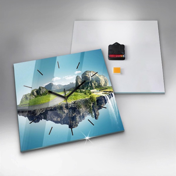 Horloge murale carrée 'L''île volante'