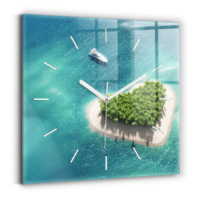 Horloge murale carrée Île du Cœur