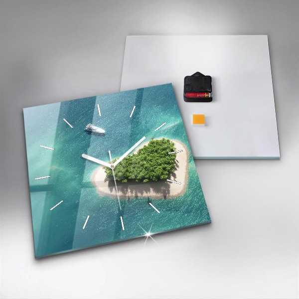 Horloge murale carrée Île du Cœur