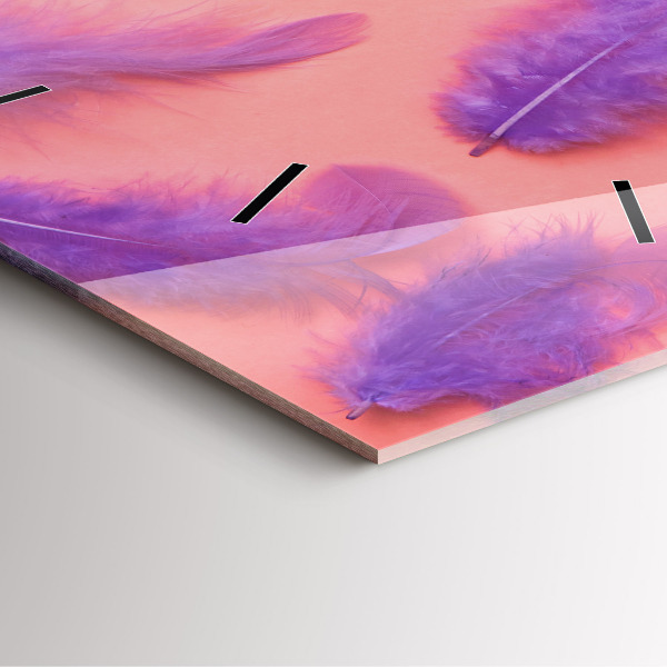 Horloge murale carrée plumes colorées