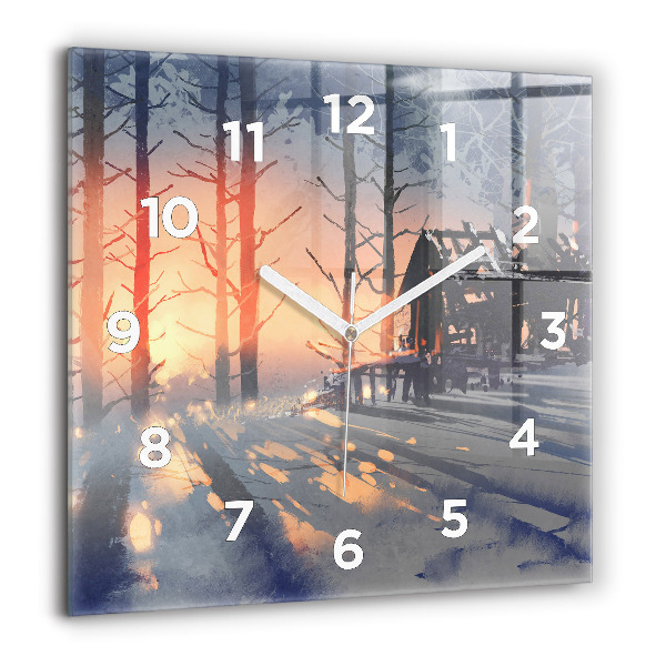 Horloge murale carrée 'Paysage d''arbres d''hiver'