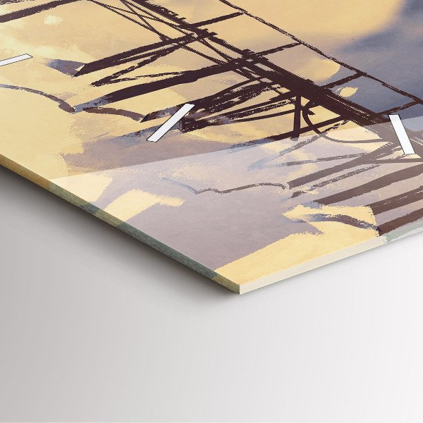 Horloge murale carrée 'L''homme sur le vieux pont'