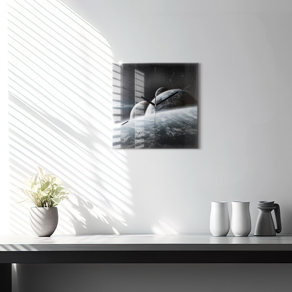 Horloge murale carrée 'L''espace et les planètes'