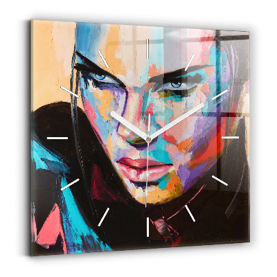 Horloge murale carrée 'Portrait d''une femme'