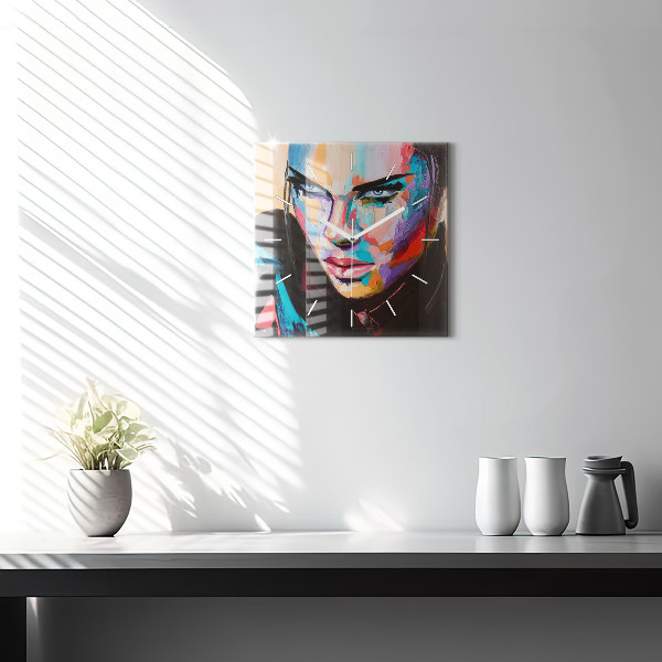 Horloge murale carrée 'Portrait d''une femme'