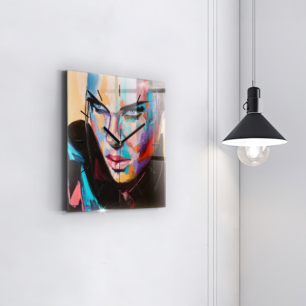 Horloge murale carrée 'Portrait d''une femme'