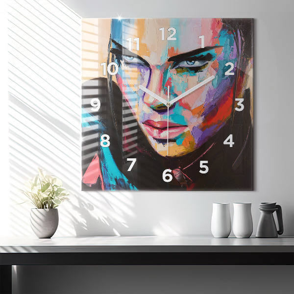 Horloge murale carrée 'Portrait d''une femme'